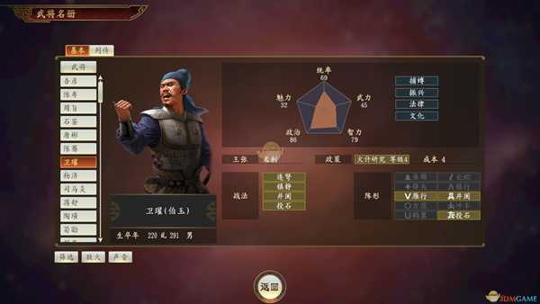 《三国志14》卫瓘武将点评