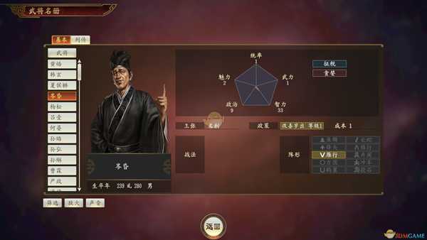 《三国志14》岑昏武将点评