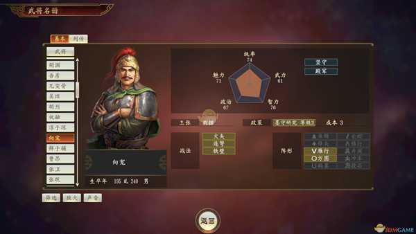 《三国志14》向宠武将点评