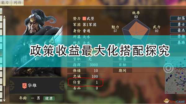 《三国志14：威力加强版》政策收益最大化搭配探究