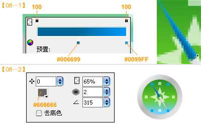 Fireworks 8 制作精美的绿色指南针实例教程